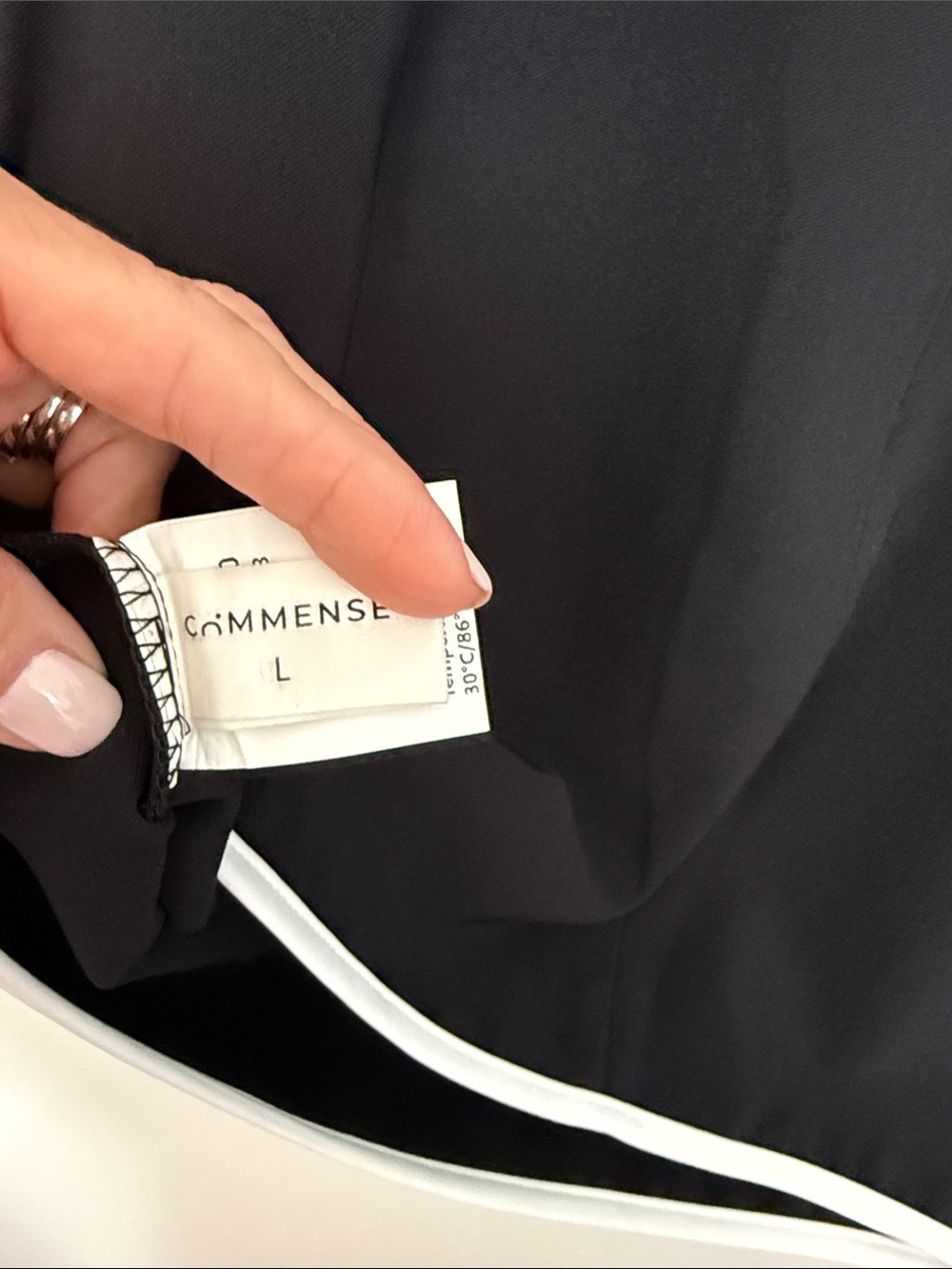 Commense Black Mini Dress with White Trim - Picture 3 of 4
